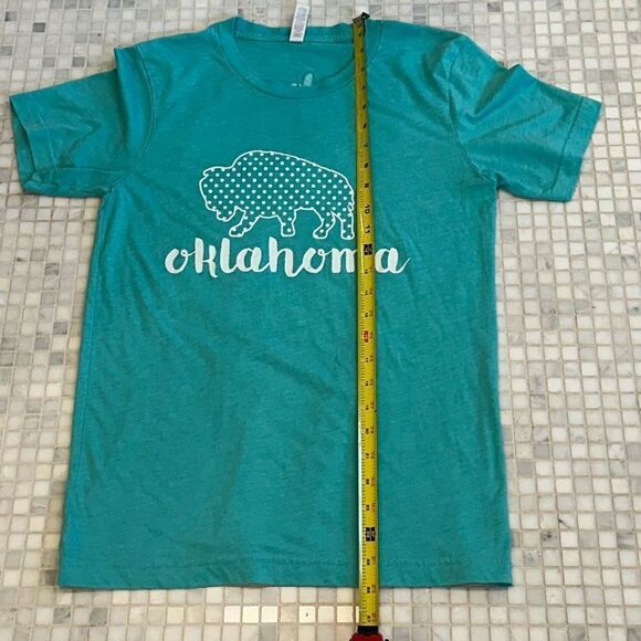 Oklahoma Bison State Seal Teal Cotton T-Shirt - Picture 7 of 8
